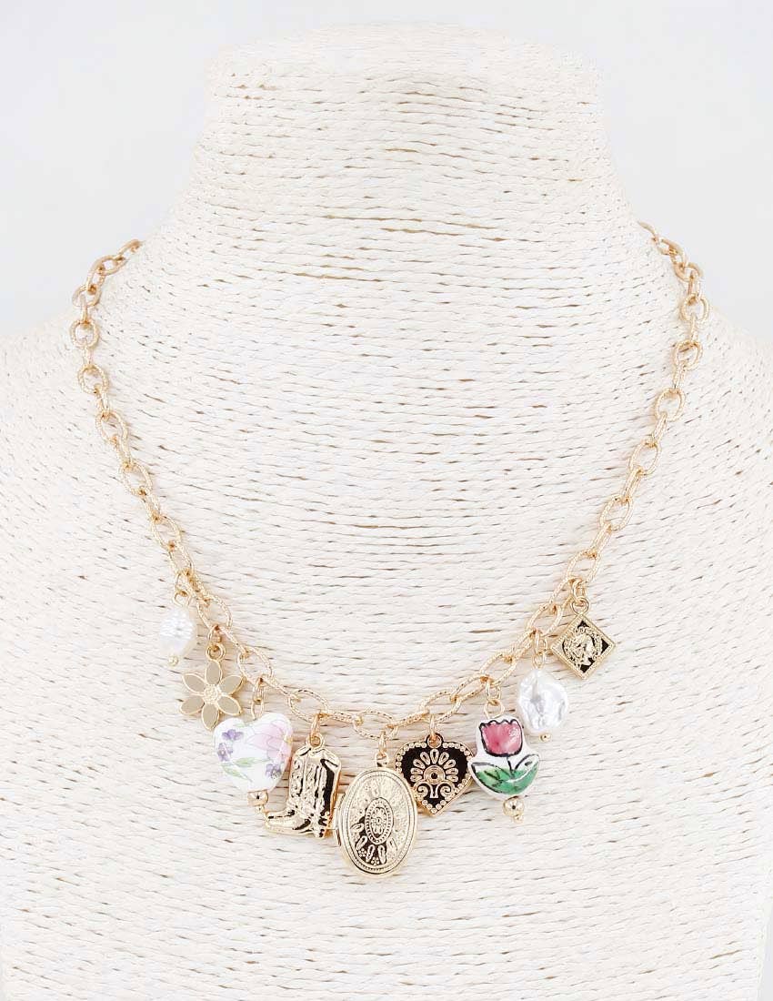 Locket Pendant Vintage Charms Chain Necklace