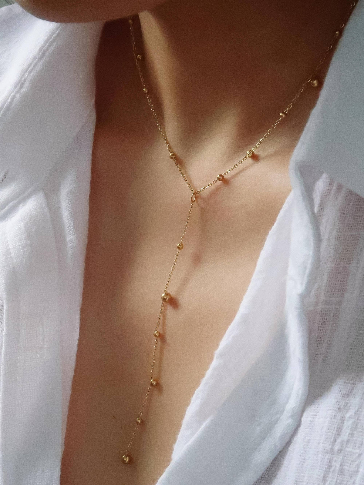 18K Gold Lariat Necklace
