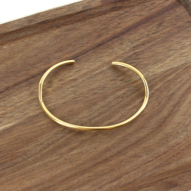 Curve Line Brass Bangle Cuff Bracelet
