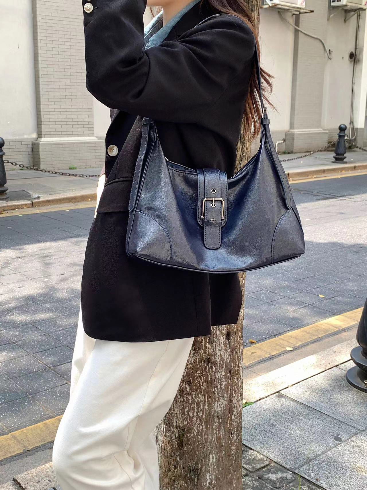 Faux Leather Hobo/Crossbody Bag