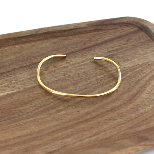 Curve Line Brass Bangle Cuff Bracelet