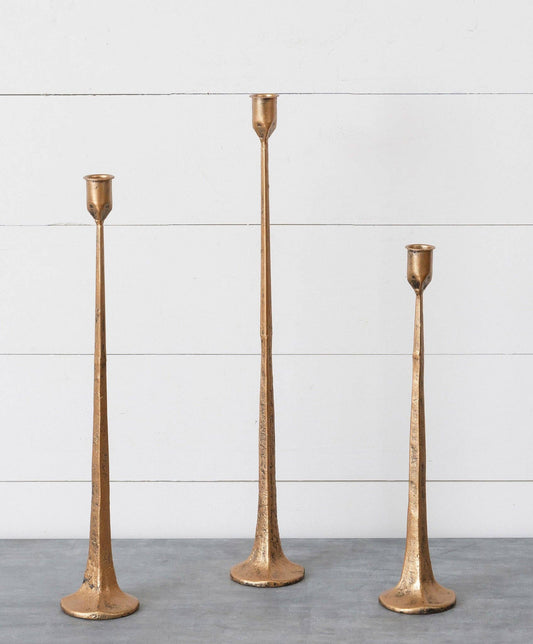 Hand Forged Metal Candle Holders, Copper (set of 3)