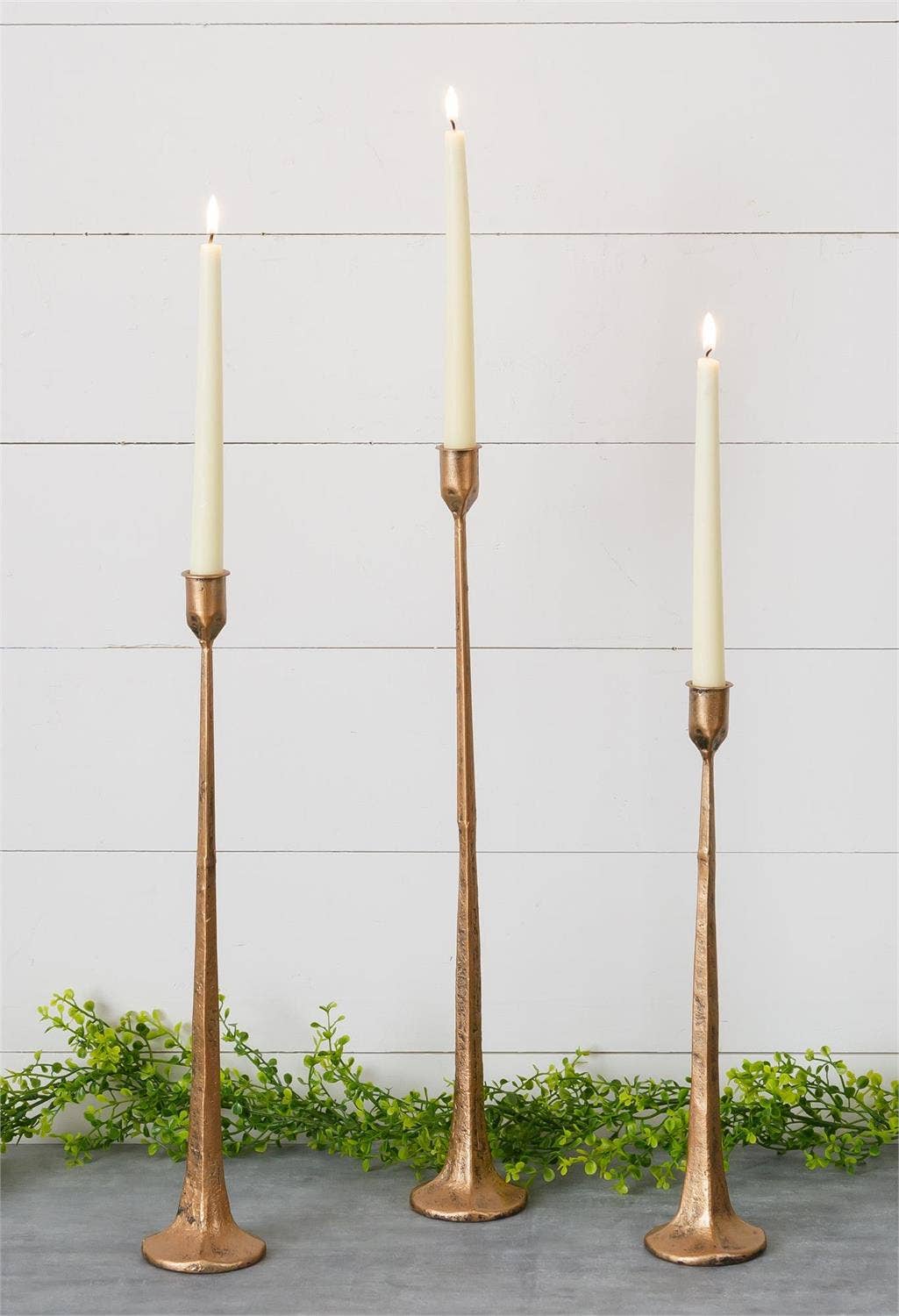Hand Forged Metal Candle Holders, Copper (set of 3)