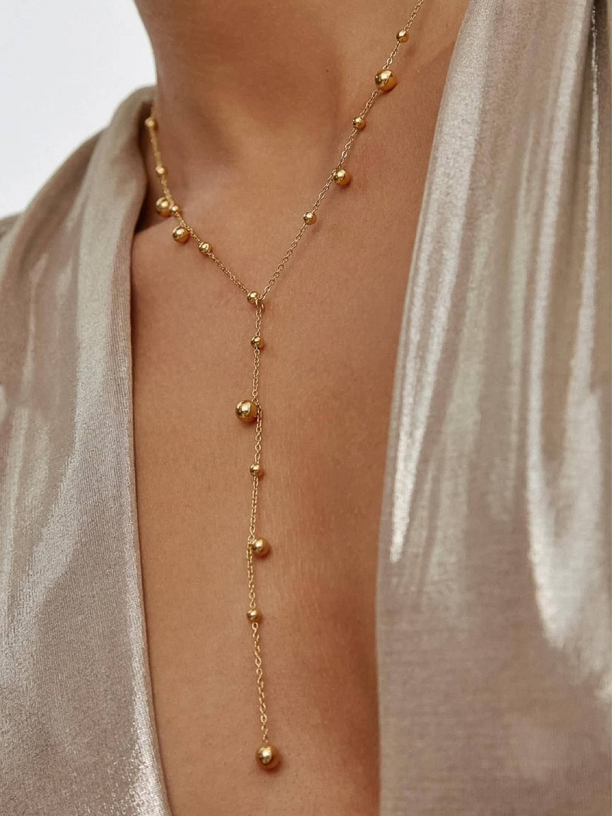 18K Gold  Lariat Necklace