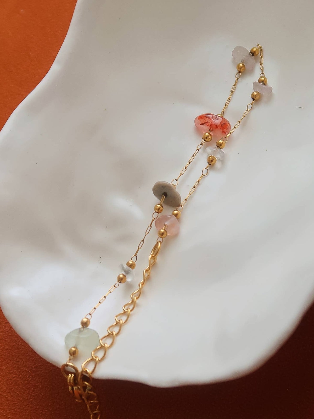 Besse 18K Gold Non-Tarnish Multi Gemstone Necklace, Bracelet