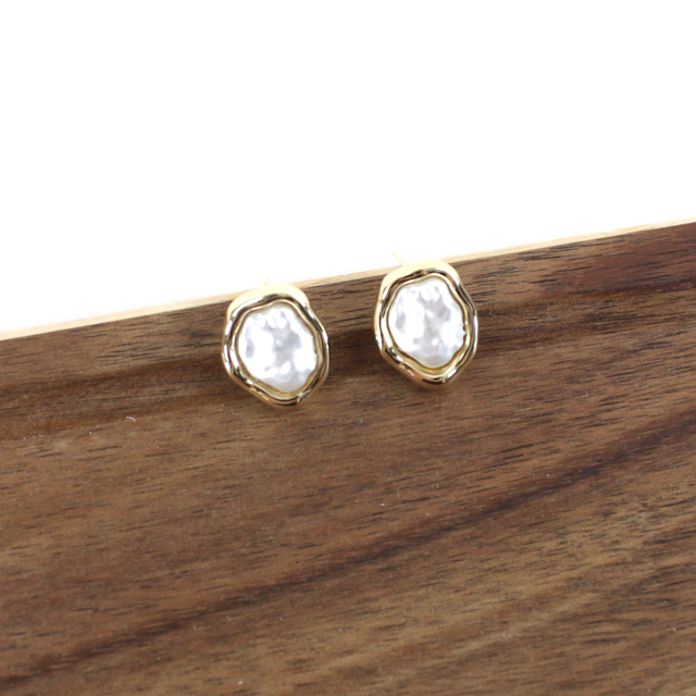 Freeform Faux Pearl Post Earrings