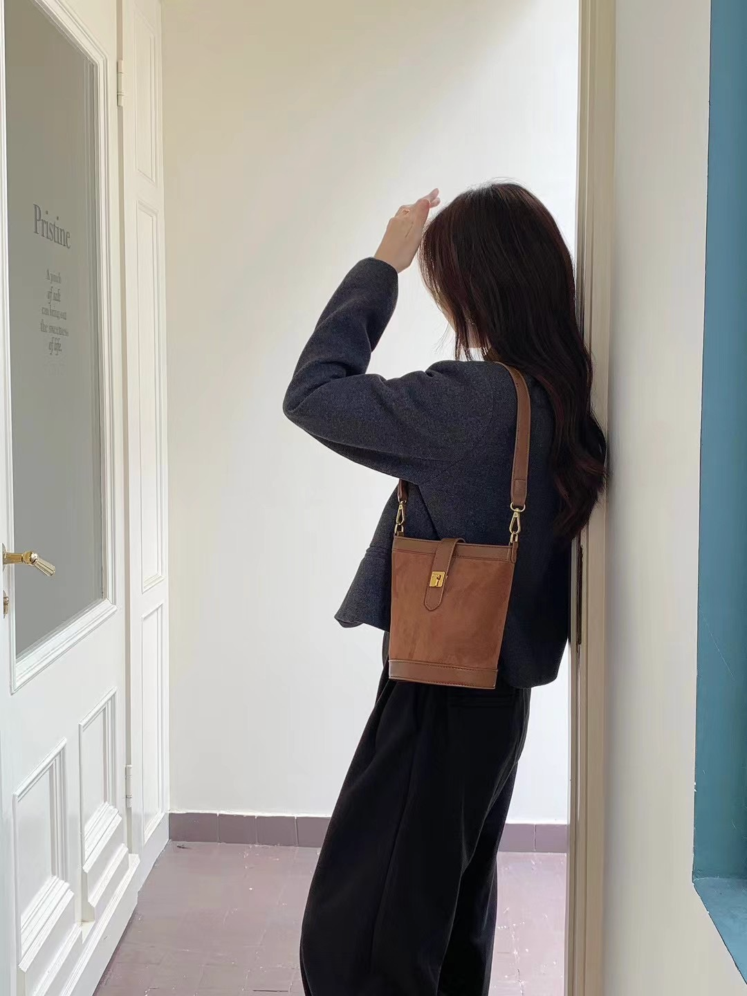 Suede-Like Microfiber Leather Shoulder/Crossbody Bag