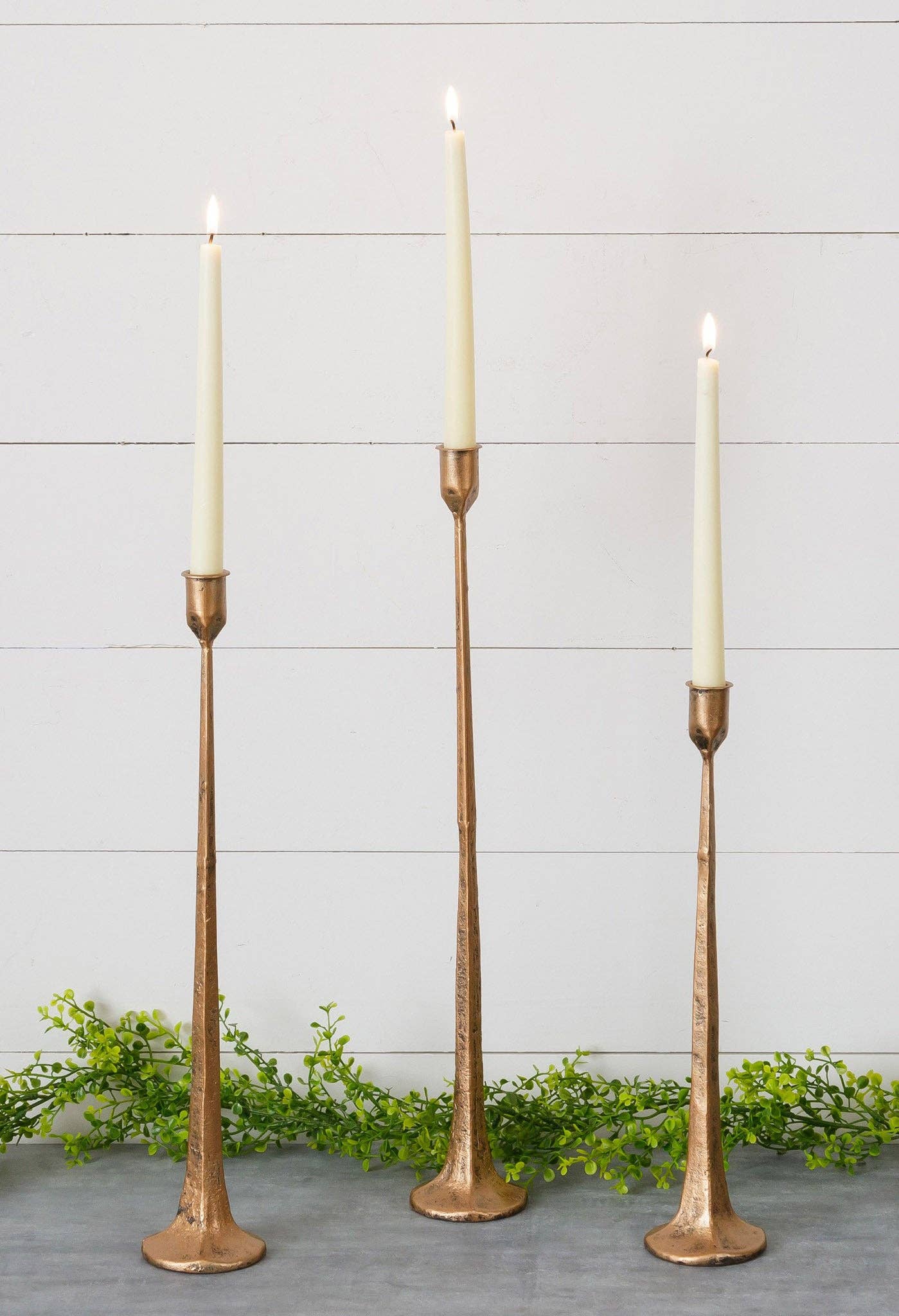 Hand Forged Metal Candle Holders, Copper (set of 3)