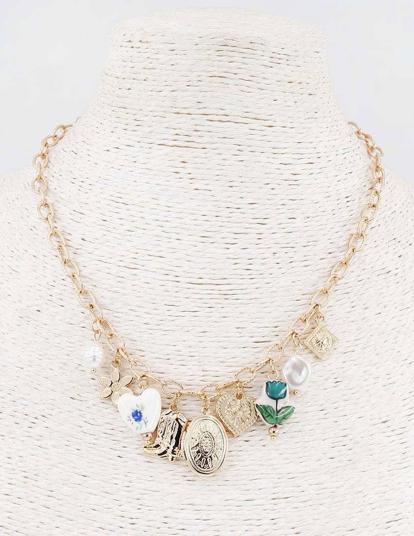 Locket Pendant Vintage Charms Chain Necklace