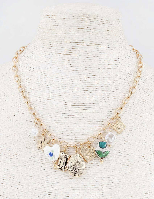 Locket Pendant Vintage Charms Chain Necklace